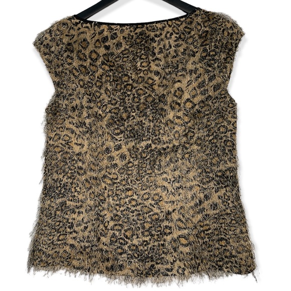ANN TAYLOR Leopard Fuzzy/fringe sleeveless top - Picture 6 of 11